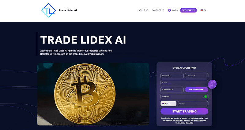 Trade Lidex Homepage Screenshot