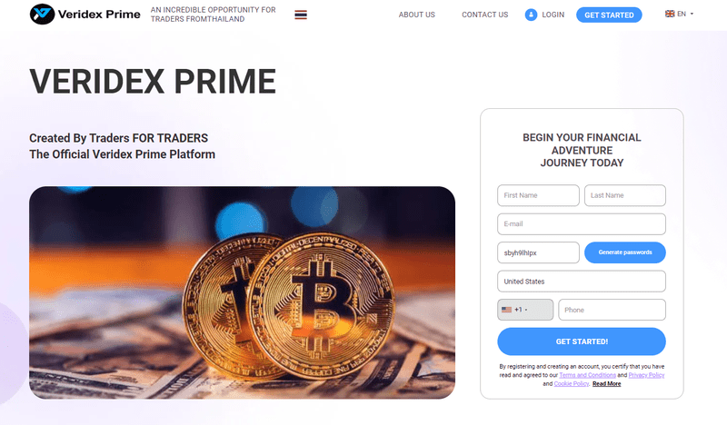 Veridex Prime Homepage Screenshot
