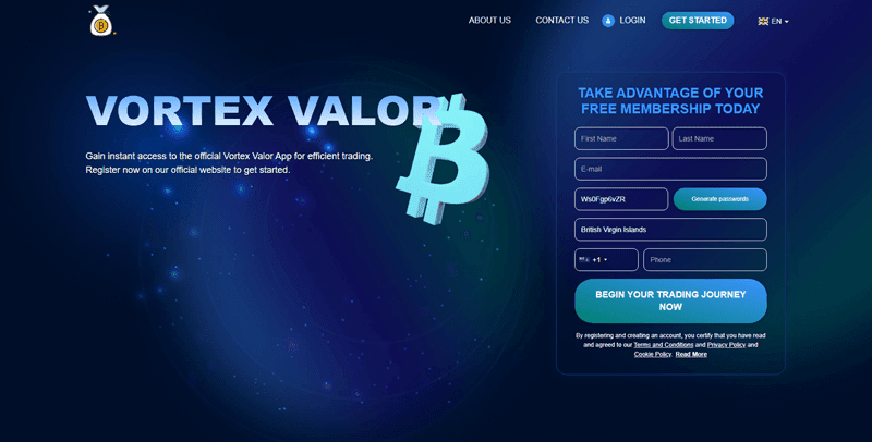 Vortex Valor Homepage Screenshot