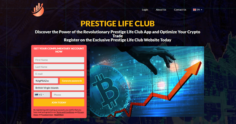 Prestige Life Club Homepage Screenshot