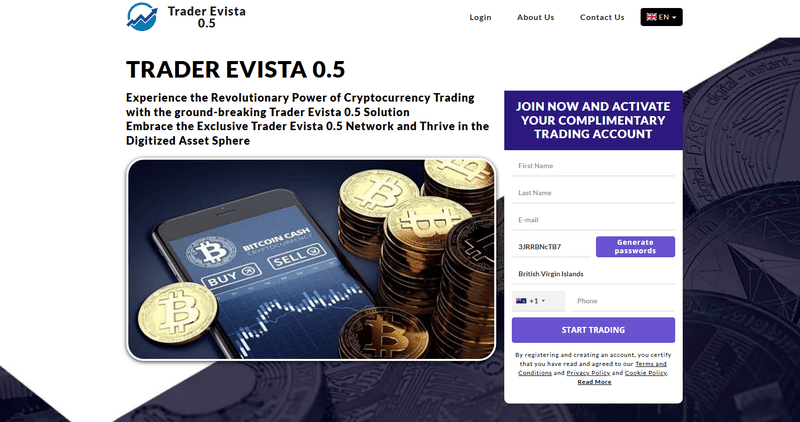 Trader Evista 0.5 Homepage Screenshot