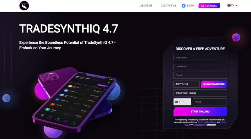 TradeSynthIQ 4.7 Homepage Screenshot